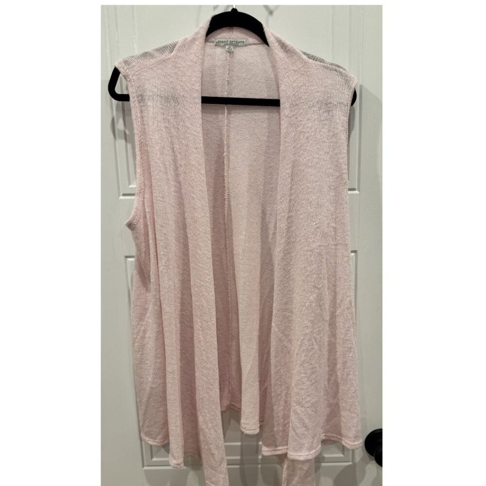 Green Envelope 1xl Light Pink Sleeveless Open Front Cardigan EUC
